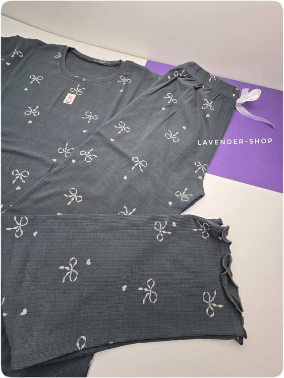 ست نخی خانگی زنانه کبریتی رنگ سبز آبی