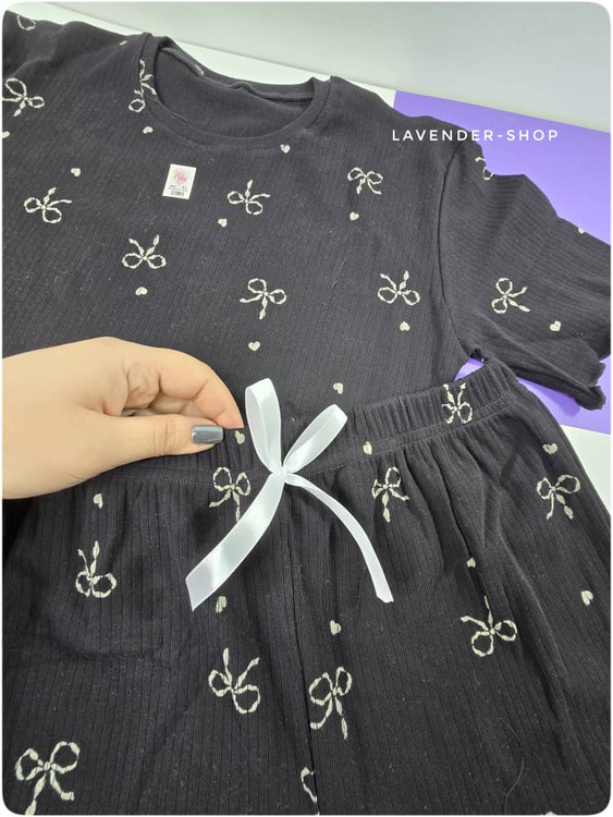 ست نخی خانگی زنانه کبریتی تیشرت و شلوار تمام نخ پنبه