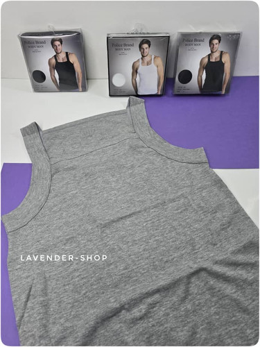 نمای جلو زیرپوش مردانه یقه خشتی نخی پنبهای