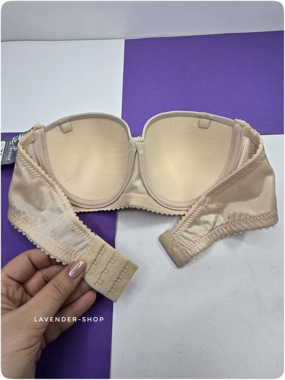 سوتین دکلته زنانه کاپ B فنردار کرم با بند سرشانه