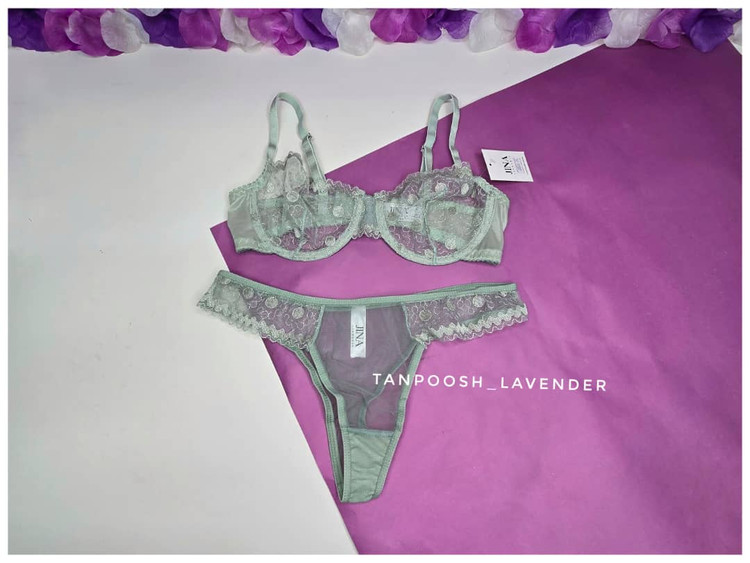 ست جذاب و لوند توری زنانه رنگ سبز صادراتی