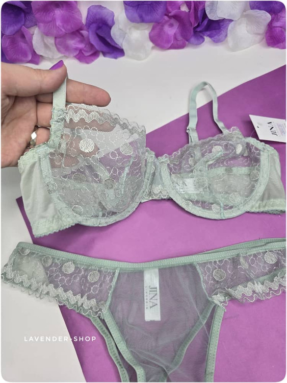 ست لباس زیر توری سکسی سبز ماچایی ژینا