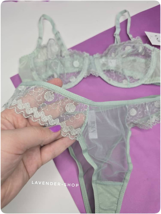 ست لباس زیر زنانه سبز ماچایی برند ژینا نمای کامل