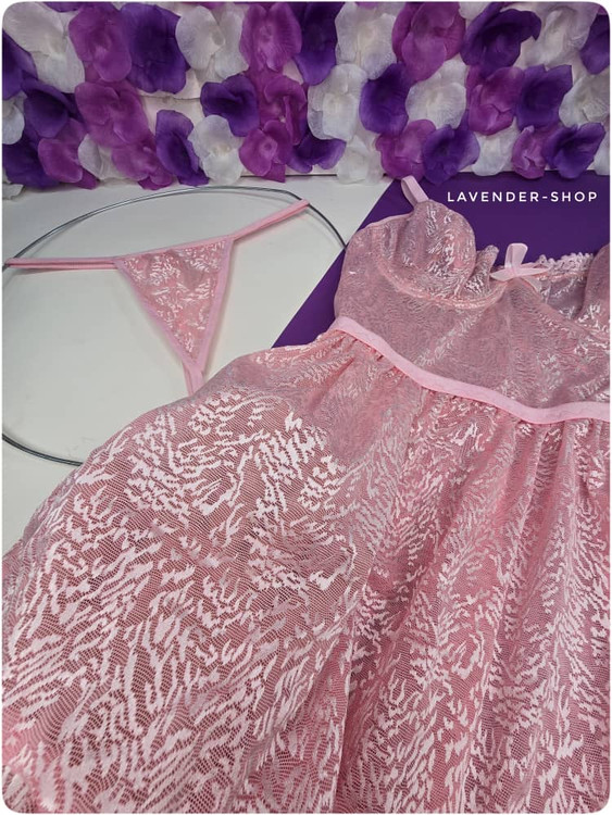 لباس خواب عروسکی با فرمدهی سینه صورتی