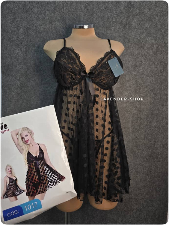 لباس خواب مشکی سایز بزرگ تمام تور سکسی