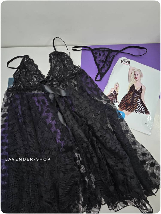 ست لباس خواب زنانه مشکی همراه شورت بکلس