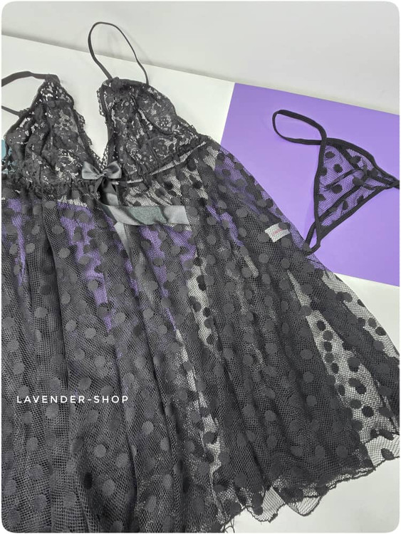 ست لباس خواب مشکی سبک و لطیف سایز بزرگ