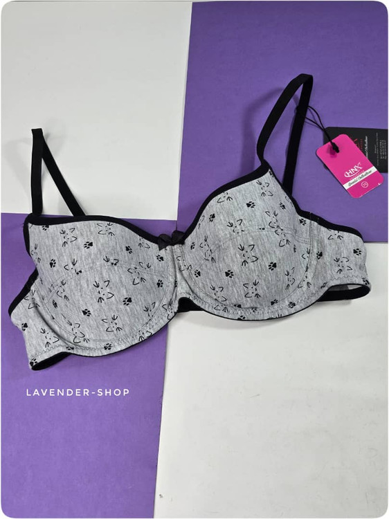 سوتین طوسی طرح پنجه گربه مشکی