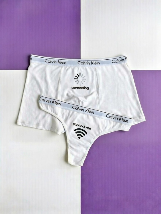 شورت ست کاپلی سفید طرح وای فای (پارتنری)