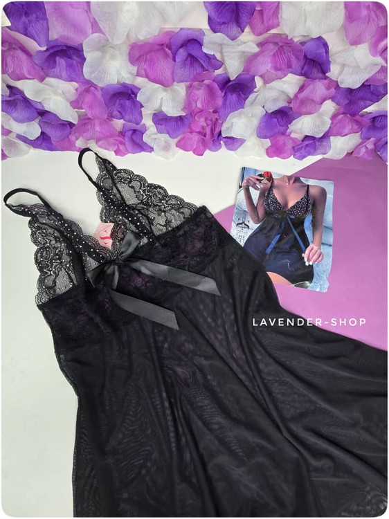 لباس خواب زنانه تور بدننما سبک همراه شورت ست