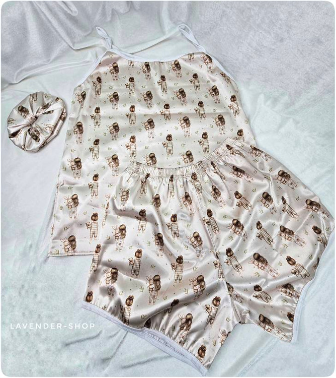 ست تاپ و شلوارک و اسکرانچی دخترونه و عروسکی