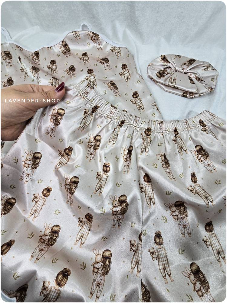 تاپ و شلوارک خونگی ست ساتن عروسکی