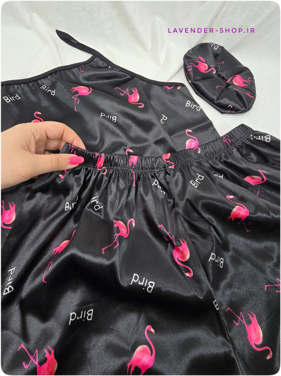 سا لباس خواب ساتن تاپ و شلوارک دلبر